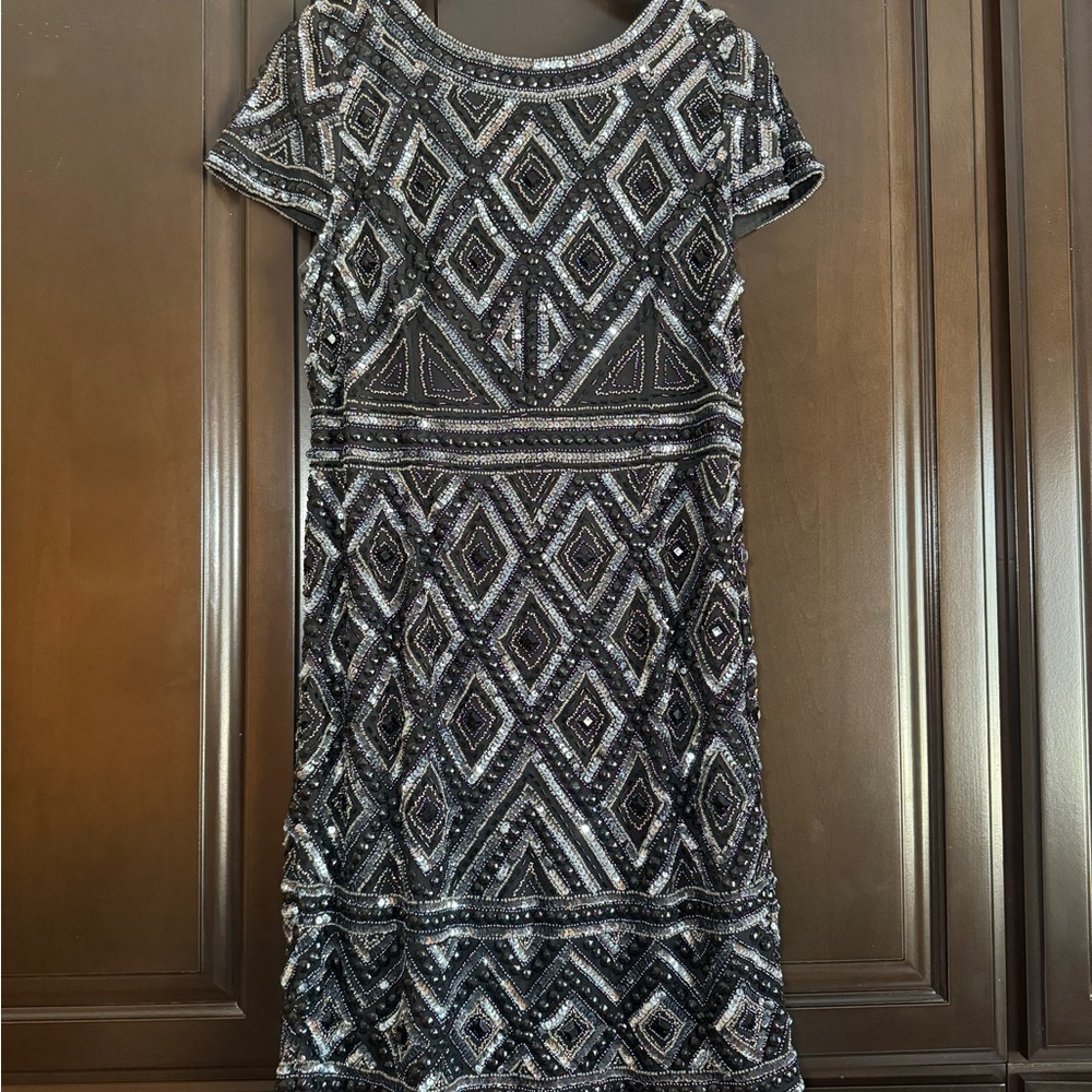 Elegant Black and Silver Geometric Dress